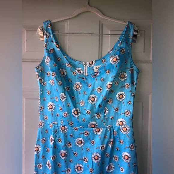 Bettie Page by Tatyana blue floral rockabilly pinup dress size M - Picture 4 of 4